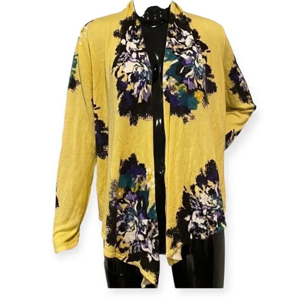 Soma Asymmetrical Floral Open Front Cardigan Size Medium - Picture 1 of 4
